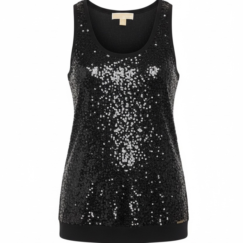 Michael Kors Black Sequin Tank Top Women’s M Summer Date Night - Picture 3 of 14